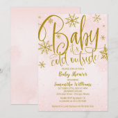 Invitation Bébé Il fait froid dehors hiver fille Baby shower  (Devant / Derrière)