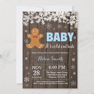 Invitation Bébé il fait froid dehors homme en pain d'épice Ba
