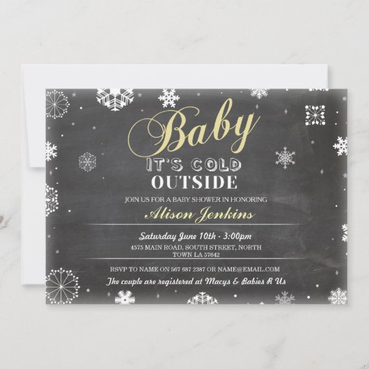 Invitation Bébé Il fait froid dehors Jaune Baby shower Invita (Devant)