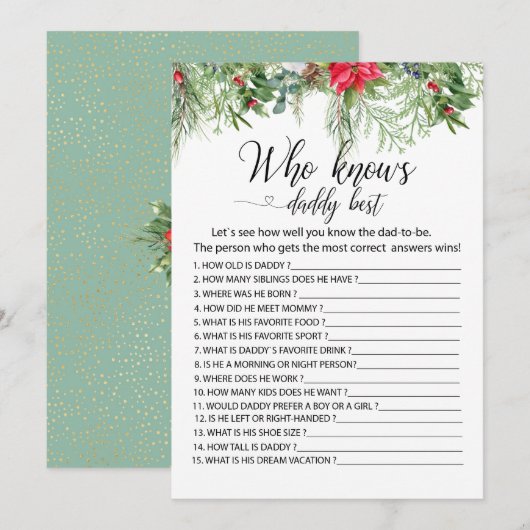 Invitation Bébé il fait froid dehors jeux qui connaît papa be (Devant / Derrière)