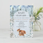 Invitation Bébé Il fait froid dehors mignon Baby shower Foxes (Debout devant)