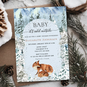 Invitation Bébé Il fait froid dehors mignon Baby shower Foxes