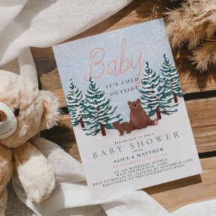 Invitation Bébé il fait froid dehors ours d'hiver Baby Shower