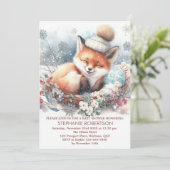Invitation Bébé il fait froid dehors renard mignon flocons de (Debout devant)