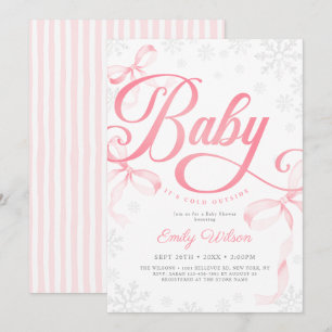 Invitation Bébé il fait froid dehors Rose Blush Fille Baby Sh