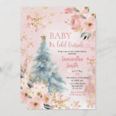 Invitation Bébé Il fait froid dehors rose Flocon de neige d'h (Devant / Derrière)