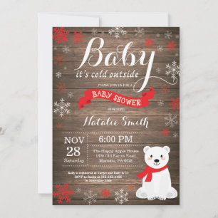 Invitation Bébé il fait froid dehors Rustique Baby Shower d'h