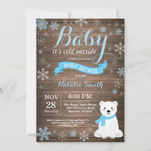 Invitation Bébé il fait froid dehors Rustique Baby Shower d'h