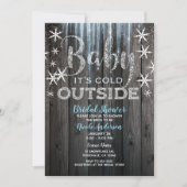 Invitation Bébé il fait froid dehors Rustique Mariage d'Hiver (Devant)