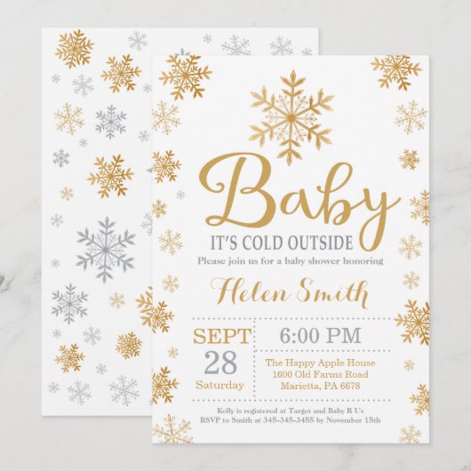 Invitation Bébé il fait froid dehors Shower bébé d'hiver (Devant / Derrière)
