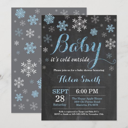 Invitation Bébé il fait froid dehors Shower bébé d'hiver (Devant / Derrière)