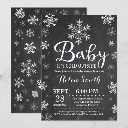 Invitation Bébé il fait froid dehors Shower bébé d'hiver (Devant / Derrière)