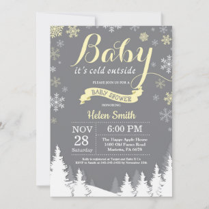 Invitation Bébé il fait froid dehors Shower bébé hiver jaune