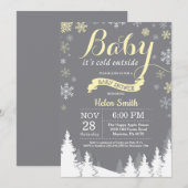 Invitation Bébé il fait froid dehors Shower bébé hiver jaune (Devant / Derrière)