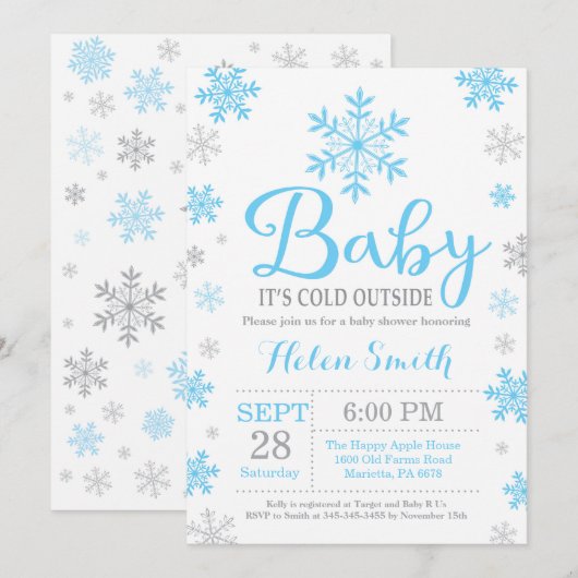 Invitation Bébé il fait froid dehors Shower d'hiver pour bébé (Devant / Derrière)