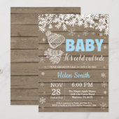 Invitation Bébé il fait froid dehors Shower pour bébé garçon (Devant / Derrière)