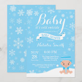 Invitation Bébé il fait froid dehors Shower pour bébé garçon (Devant / Derrière)