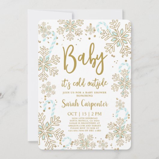 Invitation Bébé il fait froid en dehors de l'hiver Noël bébé  (Devant)