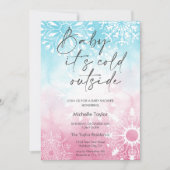 Invitation Bébé il fait froid en dehors du baby shower flocon (Devant)