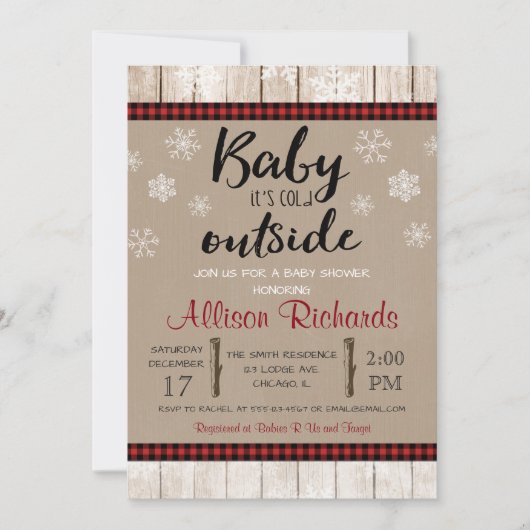 Invitation Bébé il fait froid en dehors du baby shower neutre (Devant)