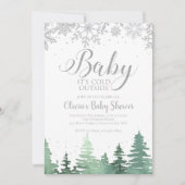 Invitation Bébé, il fait froid hors des arbres d'hiver (Devant)