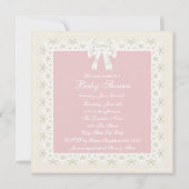 Invitation Bébé ivoire et rose Douche fille (Dos)