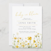 Invitation Bébé Jaune En Fleur Baby shower Fleur sauvage Flor (Devant)