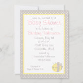 Invitation Bébé jaune et gris abeille (Dos)