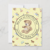 Invitation Bébé Jaune garçon ou fille Baby shower moderne (Dos)