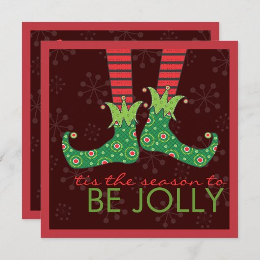 Invitation Bebe Jolly Fun Elf Feet Holiday Christmas (Devant / Derrière)
