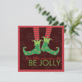 Invitation Bebe Jolly Fun Elf Feet Holiday Christmas (Debout devant)