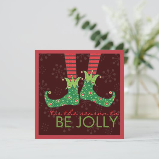 Invitation Bebe Jolly Fun Elf Feet Holiday Christmas (Debout devant)