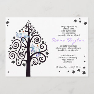Invitation Bébé juif d'arbre d'étoile appelant l'hébreu