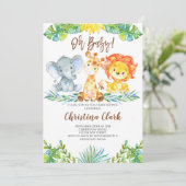 Invitation Bébé ! Jungle Safari Cute Baby shower (Debout devant)