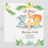 Invitation Bébé ! Jungle Safari Cute Baby shower (Devant / Derrière)