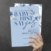 Invitation Bébé juste dire oui Fête des mariées florale bleu