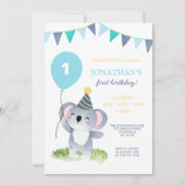 Invitation Bébé Koala Balloon Party Drapeau Anniversaire (Devant)