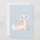 Invitation Bébé lama avec fleurs blanches et bleues bébé garç (Dos)