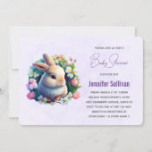 Invitation Bébé Lapin dans Fleurs Printanières Baby Shower (Devant)
