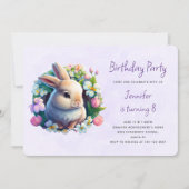 Invitation Bébé lapin dans les fleurs de printemps Anniversai (Devant)