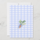Invitation Bébé Lapin Mignon Gingham Garçon Baby Shower (Dos)