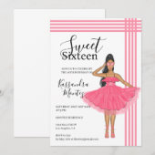 Invitation Bébé Latina Rose Douce 16ème  (Devant / Derrière)