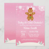 Invitation Bébé, le froid à l'extérieur du Baby shower des fi (Devant / Derrière)