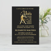 Invitation Bébé Libra Or et Noir Shower Céleste (Debout devant)