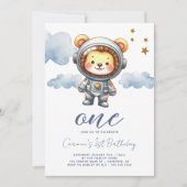 Invitation Bébé Lion Astronaut 1er anniversaire (Devant)