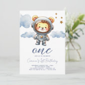 Invitation Bébé Lion Astronaut 1er anniversaire (Debout devant)
