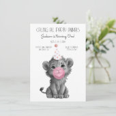 Invitation Bébé Lion Cub noir et blanc Anniversaire (Debout devant)