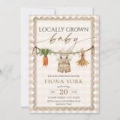 Invitation Bébé Local Élevé Marché Fermier Beige Gingham (Devant)