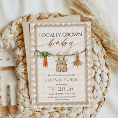 Invitation Bébé Local Élevé Marché Fermier Beige Gingham