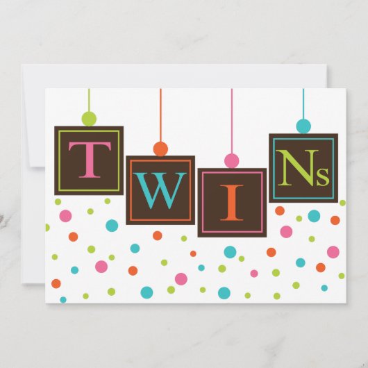 Invitation BÉBÉ lumineux Blocs de couleurs Baby shower jumeau (Devant)